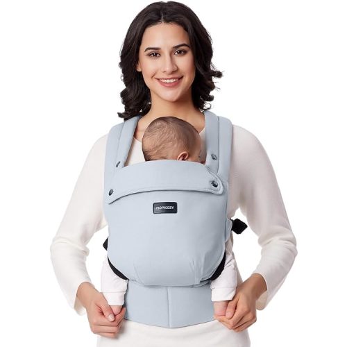 Momcozy Baby Carrier - Ergonomic, Cozy and Lightweight Carrier for 7-44lbs, Effortless to Put On, Ideal for Hands-Free Parenting, Enhanced Lumbar Support, Purehug for Infant to Toddler, Light Blue
