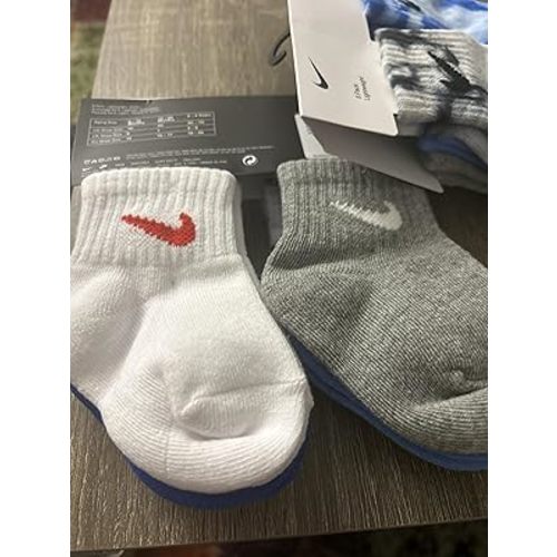 Nike Baby Toddler Socks Grey, Green, Black, 6 Pairs, Size 12-24 Months