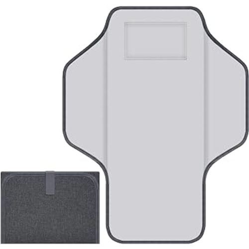 Baby Portable Diaper Changing Pad, Foldable Travel Diapering Changing Mat with Built-in Pillow, Waterproof Compact Changing Pad for Newborn Baby Changing Station, Infant Gift(Grey)