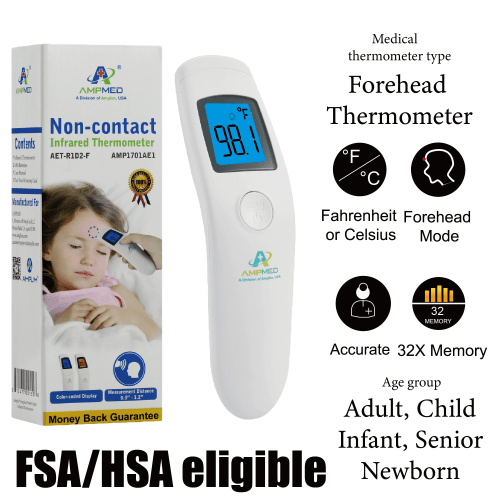 Amplim Medical Grade Non-Contact Forehead Thermometer for Adults and Kids, No-Touch Digital Baby Fever Thermometer, FSA HSA Approved