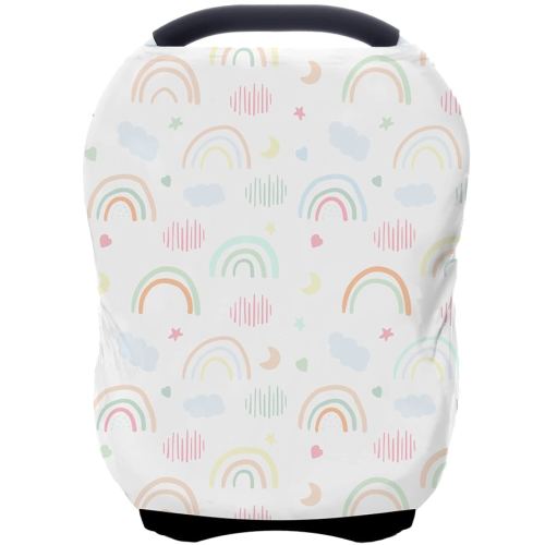 Car Seat Covers for Babies - Multi- use Nursing Carseat Canopy, Breastfeeding Covers, Baby Shower Gifts for Boys and Girls (Rainbow)