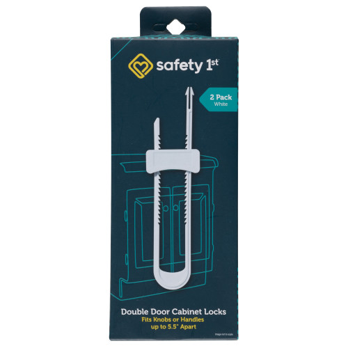 Safety 1ˢᵗ Double Door Baby-Proofing Cabinet Lock (2pk), White, Toddler