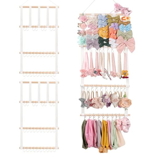 POVETIRE Headband Holder Hair Bows Organizer for Girls, Baby Headbands Hair Accessories Organizer Storage Wall Hanging Decor for Toddler Girls Room