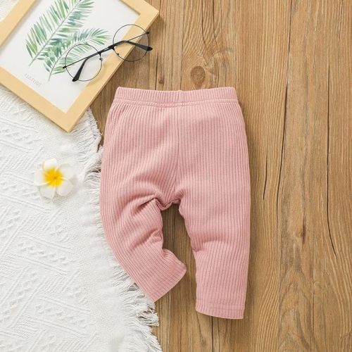 Baby Girl Infant 3 Pack Solid Pants and Casual Leggings - 0-3 Months - Pink & White & Grey