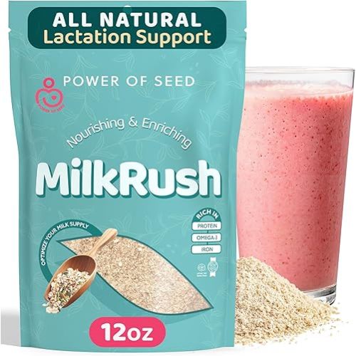 Milkrush Lactation Support Superfood Mix with Blended Oats Seeds Almonds | Increase Milk Supply Naturally | Breastfeeding Essential | Rich in Protein, Omega 3, Iron and Calcium | 12oz Bag
