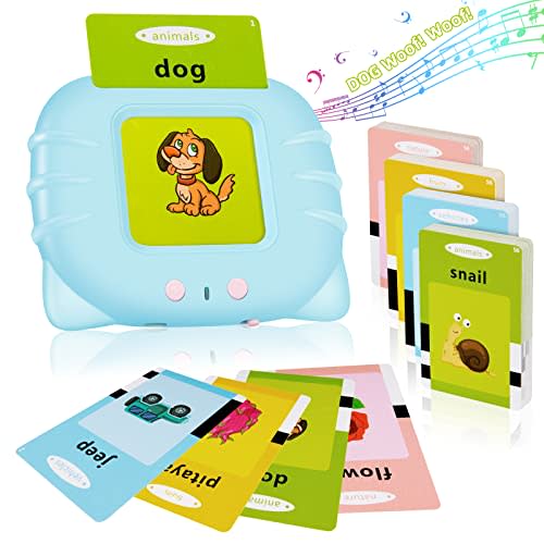 Ednzion Talking Flash Cards with 224 Sight Words, Montessori Educational Learning Interactive Toddler Toys, Speech Therapy and Autism Sensory Toys, Blue