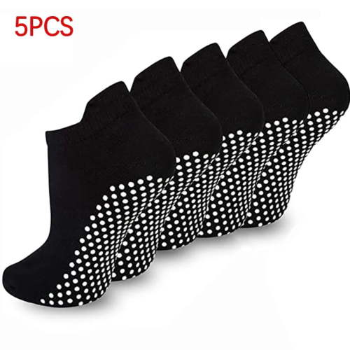SIMDOO 5 Pairs Non Slip Grip Socks Yoga Pilates Hospital Socks Sticky Grippers for Women