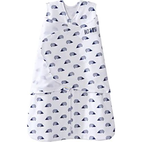 HALO 100% Cotton Sleepsack Swaddle, 3-Way Adjustable Wearable Blanket, TOG 1.5, Navy Hedgehog, Newborn, 0-3 Months
