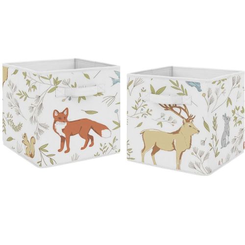 Sweet Jojo Designs Fabric Storage Bins Set Woodland Toile Multicolor