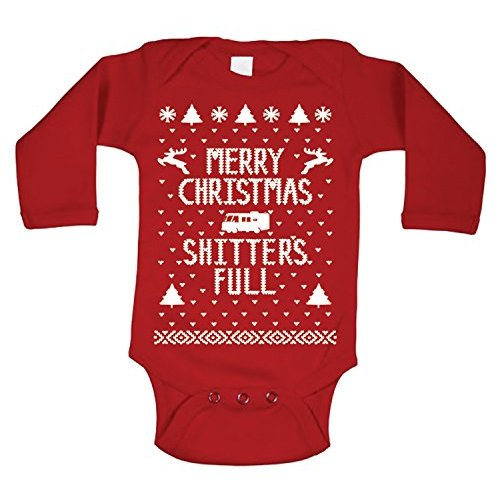 Merry Christmas Shitters Full Funny Ugly Christmas Sweater Contest Party Xmas Holiday Vacation Baby Long Sleeve One Piece