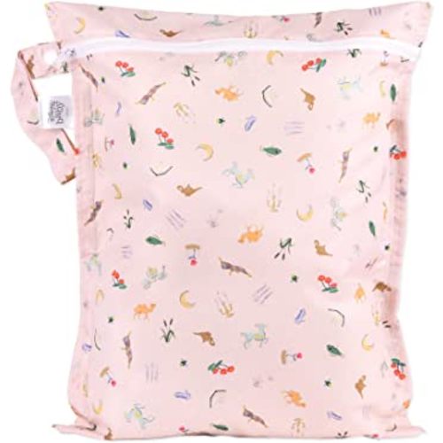 Bumkins Disney Waterproof Wet Bag for Baby, Travel, Swim Suit, Cloth Diapers, Pump Parts, Pool, Gym Clothes, Toiletry, Strap to Stroller, Daycare, Zip Reusable Bag, Packing Pouch, Princess Magic Pink
