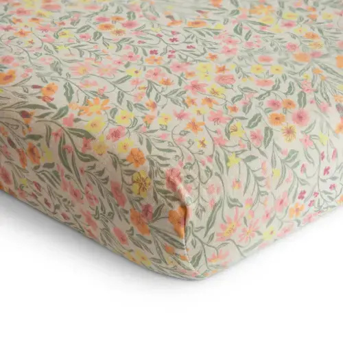 Mushie Extra Soft Muslin Crib Sheet – Pastel Blooms