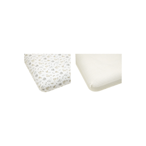 2 Pack Organic Cotton Fitted Cot Sheets - Australiana and Gingham