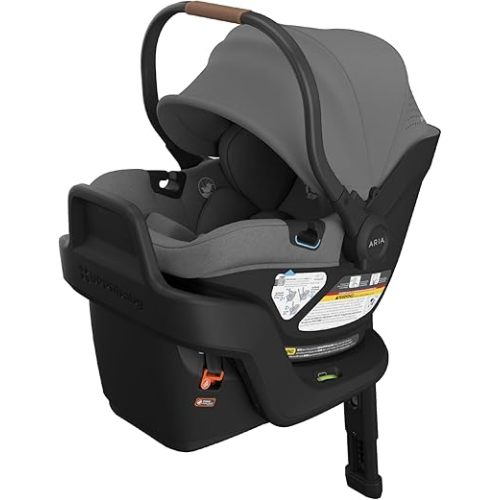 UPPAbaby Aria V2 Lightweight Infant Car Seat - Just Under 6 lbs - Base with Load Leg + Infant Insert + All-Weather FootCover Included - Direct Stroller Attachment - Greyson (Charcoal Mélange)