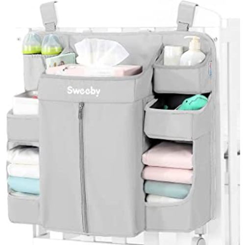 Sweeby Diaper Organizer for Changing Table and Crib Diaper Stacker Nursery Organizers for Cribs Hanging Diaper Caddy Organizer for Baby Essentials