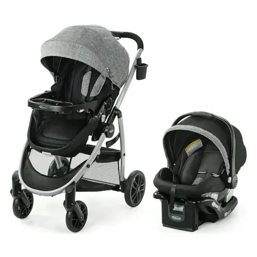 Graco Modes Pramette Travel System, 3-in-1 Baby Stroller and Car Seat Combo with SnugRide SnugLock 35 Infant Car Seat, Rear-Facing from 1.8-16 kg (4-35 lb), Ellington