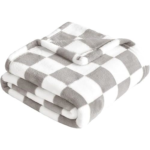Yurhap Checkered Baby Blanket Fleece Baby Blankets Neutral for Boys Girls, Super Soft Warm Lightweight Infant Toddler Newborn Receiving Gifts for Crib Stroller, 30x40 Inch, Greige