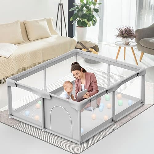 Baby Playpen Baby Playard, Playpen for Babies and Toddlers with Gate, 50x50 Baby Fence, Sturdy Safety Playpen, Indoor & Outdoor Kids Activity Center