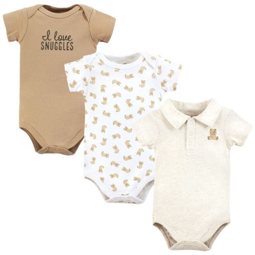 Hudson Baby Infant Boy Cotton Bodysuits, Cute Bear Polo, 9-12 Months