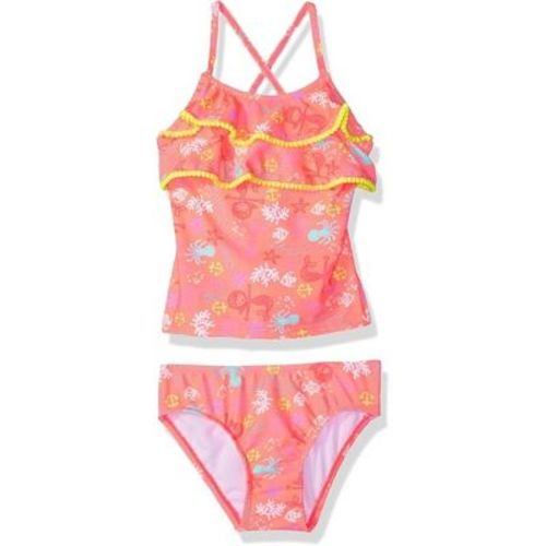 Kiko & Max Infant Girls' Tankini 2-piece Bikini Swimsuit Set, Peach/sea Things, 3/6 Months