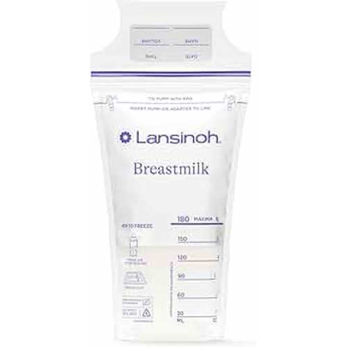 Lansinoh Breastmilk Storage Bags, 200 Count, Baby Essentials, Fast Freeze & Thaw Breast Milk Bags for Baby Bottle Feeding, Superior Strength & Stretch, 6 Ounce