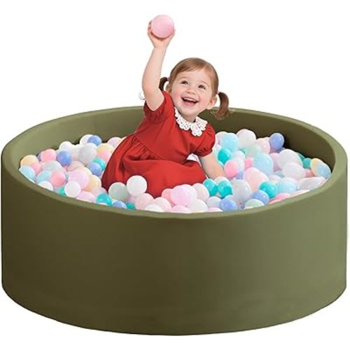 Ball Pit for Toddlers 35.43''x11.81 Baby Ball Pits Soft Memory Foam Ball Pit Round Kids Ball Pit Indoor Game Kids Play Ball Pool Ideal Gift for Girls and Boys (Sage Green, NO Balls)