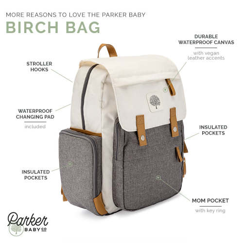 Diaper Backpack | Birch Bag - Cream | Parker Baby Co.