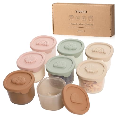 YIVEKO Baby Food Containers Silicone Baby Food Storage Containers for Infants and Toddlers Baby Food Jars Silicone Baby Food Container Freezer Safe Reusable Baby Food Containers with Lids 8PK
