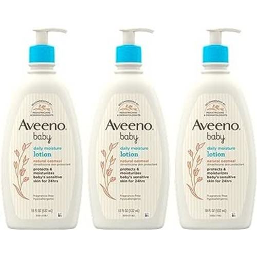 AVEENO BABY Daily Moisture Lotion with Colloidal Oatmeal & Dimethicone, 3 X 18 Fl. Oz, 54.0 Fl Oz (Pack of 3) : Baby