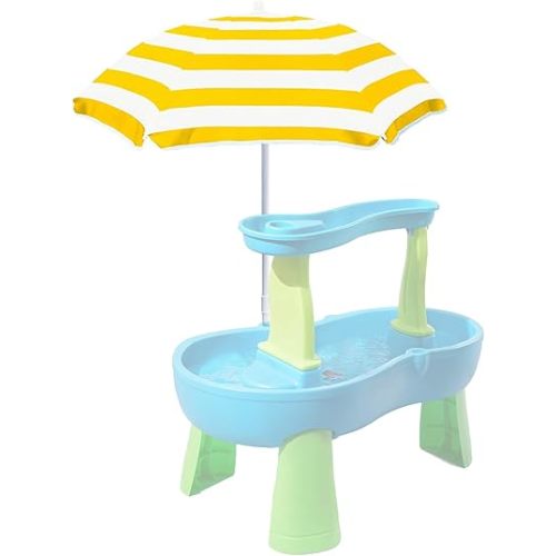 Water Table Umbrella for Kids - Heavy Duty 47" Portable Outdoor Umbrella with UPF50+ Protection, Beach Shade Cover for Sand Play, Camping & Picnic Tables, Sunshine Yellow