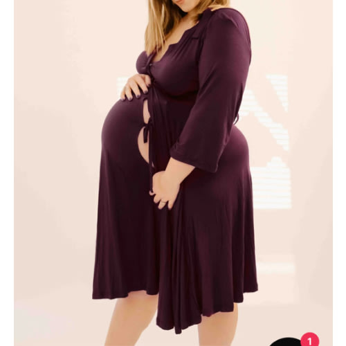 Lila Labor & Postpartum Gown in Plum