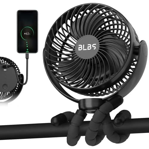 Stroller Fan - 65H 12600mAh Rechargeable Fan, Baby Car Seat Fan, Portable Clip On Fan, Battery Operated Fan for Baby Stroller, Peloton, Treadmill, Golf Cart, Beach, Bed, Camping, Dog