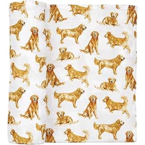 Amazon.com: Mud Pie Golden Retriever Print Muslin Baby Swaddle Blanket, 47" x 47" : Everything Else