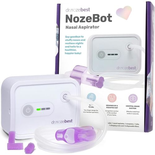 Dr. Noze Best - NozeBot | Electric Baby Nasal Aspirator | Hospital Grade Suction | Nose Sucker and Nasal Vacuum | Safe for Infants and Toddlers (Mild to Severe Congestion - The Original Noze Bot) - Original - severe congestion
