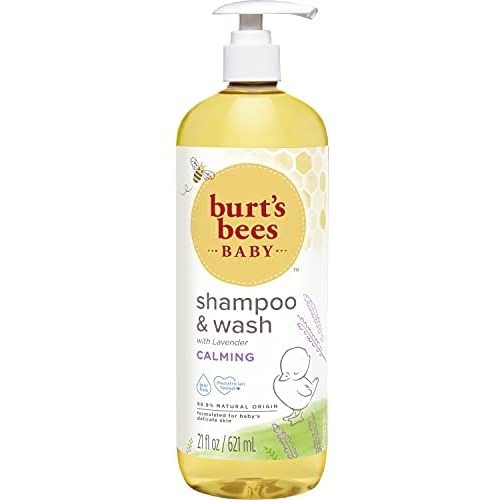 Burt's Bees Baby Shampoo & Wash , Calming with Lavender, Tear-Free, Pediatrician Tested, 98.9% Natural Origin, 21 Oz Bottle (Single)
