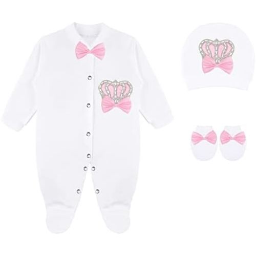 Lilax Baby Girl Newborn Crown Jewels Layette 3 Piece Gift Set