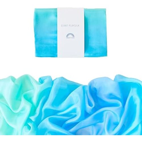 Sarah's Silks Giant Playsilk | 100% Silk Toy for Toddlers | Bright Colored Large Scarves for Fort Building and Pretend Play - Sea