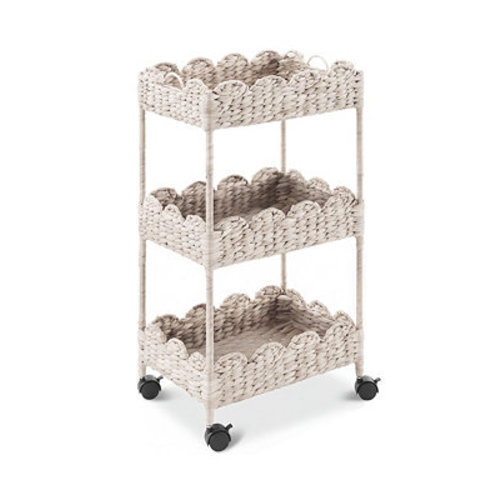 3-Tier Scalloped Rolling Nursery Caddy w/Wheels, Storage Utility Cart