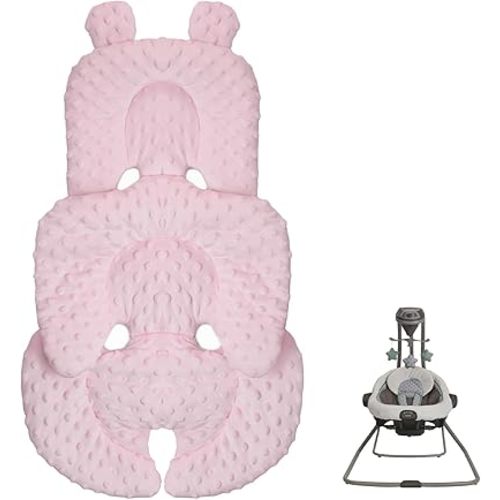 Infant Insert Compatible with Graco Swing, Newborn Insert for Baby Swing, Baby Rocker, Baby Bouncer, Portable and Washable, Reversible Body Support Cushion, Cotton & Mesh Material, Pink