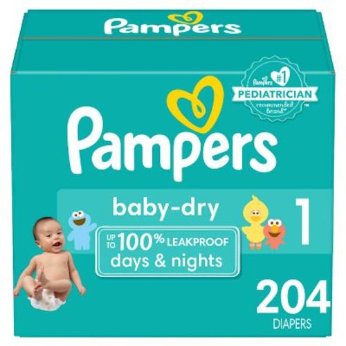 Pampers Baby Dry Diapers Pack- Size 1 - 204ct
