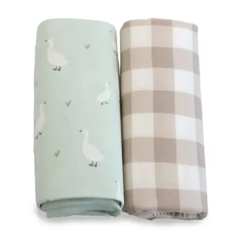 Bubba Blue 2 Pack Fitted Sheet Bedside Sleeper Provincial Olive/Taupe | Baby Bunting AU
