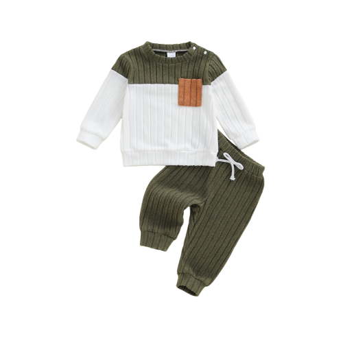 Loicainy Toddler Baby Boys Clothing Set Fashionable Plush Long Sleeve Pullover with Solid Color Pants 2 Pcs Winter Outfits