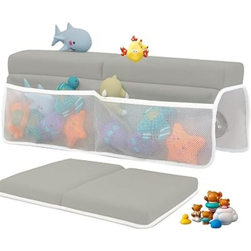 Bath Kneeler and Elbow Rest Pad Set, 1.5 inch Thick Kneeling Pad for Knee Arm Support - Large Kneeling Pad with Toy Organizer for Baby Bathing Time