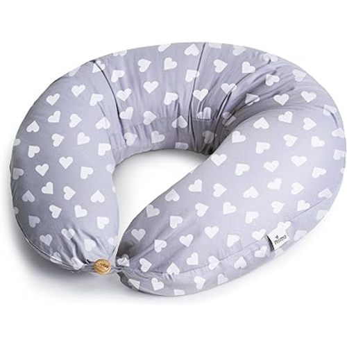 Niimo Alpha XXL Pregnancy and Breastfeeding Pillowcase 100% Cotton (Grey-White Heart)