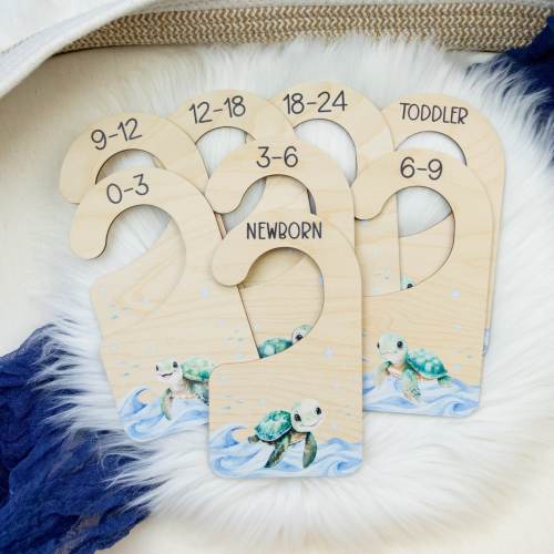 Turtle Clothing Dividers, Ocean Life Baby Clothing Divider, Wood Wardrobe Divider, Nursery Closet Divider, Turtle Nursery Theme O33