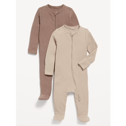 Unisex 2-Way-Zip Sleep & Play Footed One-Piece 2-Pack for Baby