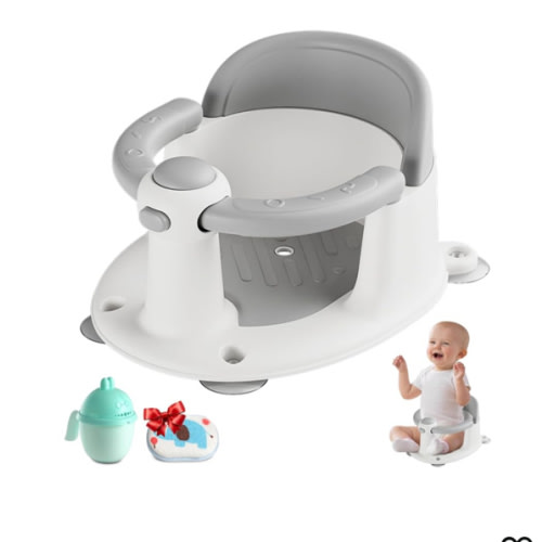 Baby Bath Seat for Babies 6 Months & up, Non-Slip Toddler Bath Seat for Baby & Newborn, Sit Up Bath Seat for Baby,Grey