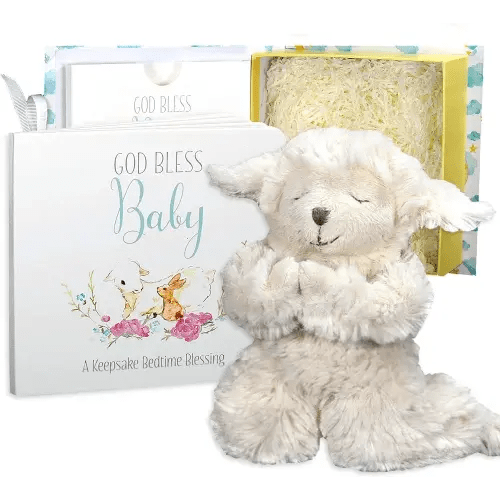 Tickle & Main Baby Praying Musical Lamb and Prayer Book Gift Set in Box, Baptism Gifts for Girls & Boys, Ideal Holiday Gifts for Kids on Christmas, Easter & Thanksgiving