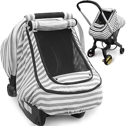 Baby Car Seat Cover, YVMVDV Muslin Carseat Cover for Babies,Infant Car Seat Cover Canopy for Boy Girls