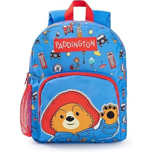 Paddington Bear Backpack | Blue & Red Rucksack with Adjustable Straps | British Character Practical & Organised Luggage Sports School Bag For Kids | Movie Series Merchandise Gift, Blue, One Size